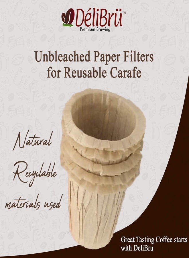 Delibru Unbleached Paper Filters for Reusable Carafe Fits All Brands -100% Compostable and Disposable Paper Filter (100/Box) by Delibru - Image 2